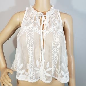 Forever 21 Crop Embroidered Lace top
